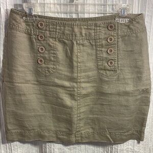 Cynthia Rowley Tan Linen Button-Front Women's Skirt